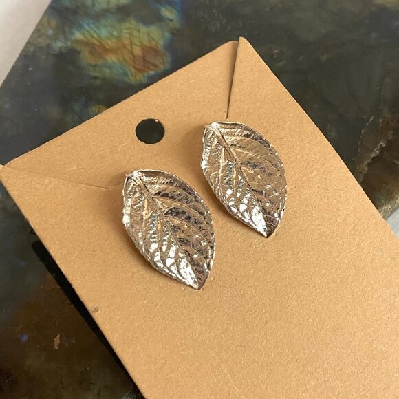 VTG Signed Morrell Sterling Silver 925 Foliage Leaf Earrings - Picture 4 of 16